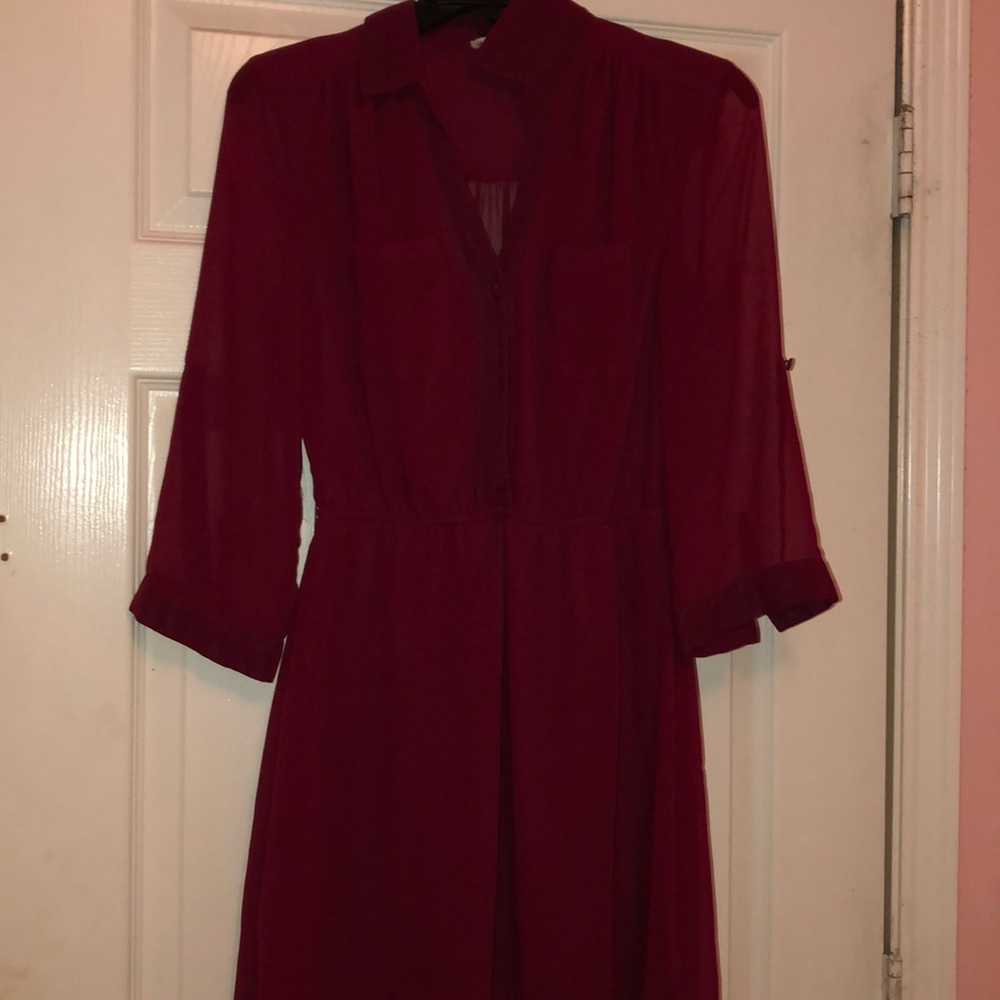 Red Collared Midi Dress
